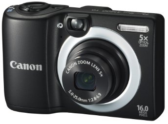 Canon PowerShot A1400 Digitalkamera (16 MP, 5-Fach Opt. Zoom, 6,9cm (2,7 Zoll) LCD-Display, optischer Sucher) schwarz