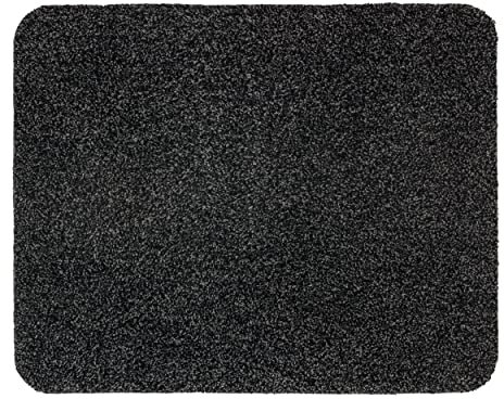 Schmutzfangmatte innen waschbar 60x75 cm – Sauberlaufmatte schwarz 100% Baumwolle Matte - Entra SAUGSTARK - rutschfeste Fußmatte pflegeleicht