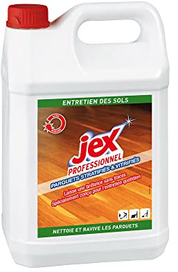 JEX - Nettoyant Parquet Stratifié & Vitrifié - Nettoie, Ravive et Fait Briller Sans Traces - Formule Sans Rinçage - Fabrication Française - 5 Litres