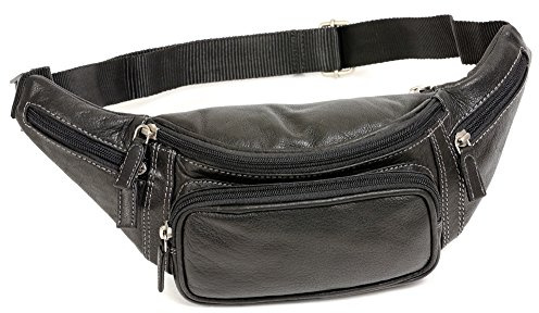 LEAS Bauchtasche, Gürteltasche sehr hochwertig Echt-Büffelleder, schwarz Travel-Line