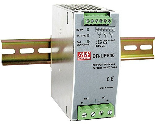 MeanWell DR-UPS40 DIY 24V System 24-29V DC 21-29V bei 0-40 A Batterieladegeraet Hutschienenmontage Silber Metall Kind 3 Jahre Garantie
