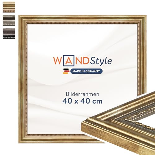 WANDStyle goldener Bilderrahmen 40x40 Holz, Bilderrahmen Gold Vintage