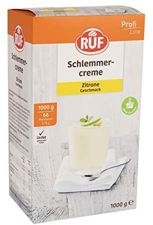 RUF Schlemmercreme Zitrone, ohne Kochen, Großpackung Dessertpulver für eine locker fluffiges Creme-Dessert mit Zitronengeschmack, glutenfrei, 1x1000g