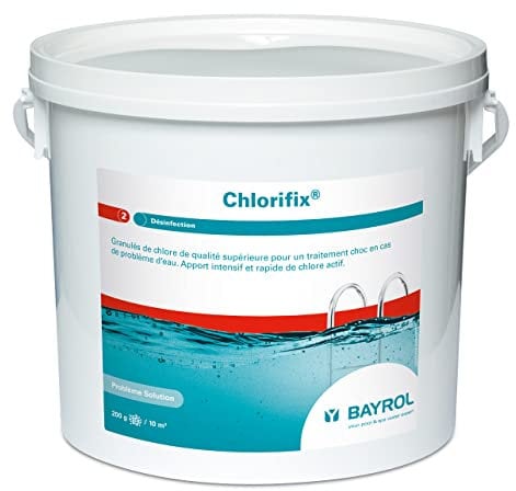 BAYROL Chlorifix 5 kg - Granulés de Chlore Piscine - Chlore Choc Contre algues Vertes & Eau Trouble - Apport intensif et Rapide de Chlore Actif