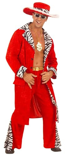 W WIDMANN MILANO Party Fashion - Zuhälter Kostüm Set | Auffällige Verkleidung aus Samt mit Jacke, Hose, Gürtel und Hut für Karneval und Mottoparty