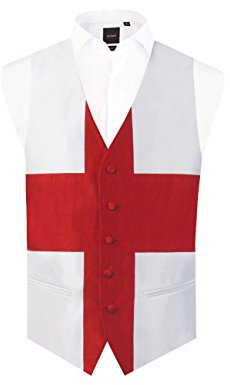 Dobell Mens England St George Waistcoat Regular Fit 5 Button-XL (46-48in)