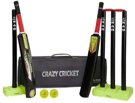 Ram Cricket Senior Crazy Cricket Set - approx. ages +13 yrs - includes 1 x Size 6 Bat, 1x Size SH Bat – Durable & Balanced Kwik Cricket Style Set for Training, Cricket Matches, Garden, Beach, or Park
