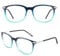 CGID Fake Glasses Men Women,High Fashion Metal Temple Horn Rimmed Clear Lens Glasses Frame,Full UV400 Protection CN79,Blue