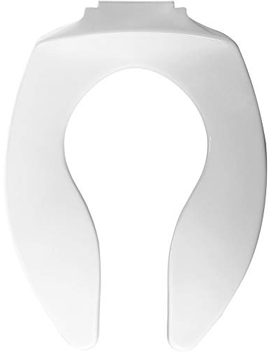 Bemis 9400SSC Commercial Open Front Plastic Toilet Seat, Heavy Duty Slow Close Industrial Seat without Lid, Secure Installation, Made in USA, Elongated, White