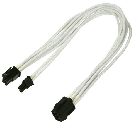 Nanoxia 900400023 PCI-E 6 -> 6+2-Pin Adapterkabel, 30 cm, Weißer Einzelsleeve