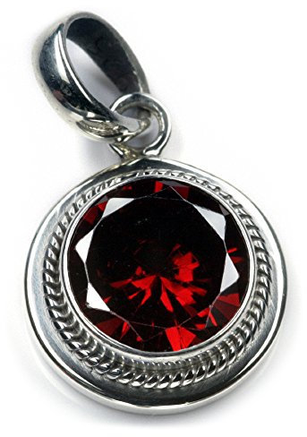 Drachensilber Granat 925 Schmuck Silber Edelstein rot edler Steinschmuck Anhänger 925 Silber Länge: 22mm