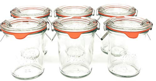 Lot de 4 à 24 bocaux Weck en verre anti-chutes dans différentes tailles et formes - Bocaux en verre au bord arrondi récipients en verre 6 x Sturzglas 160ml Komplett