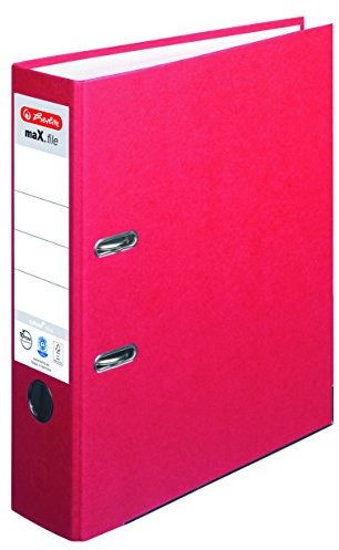 Herlitz Ordner maX.file nature plus, A4, 8 cm Rückenbreite, Spezialbeschichtung aus Papier, rot