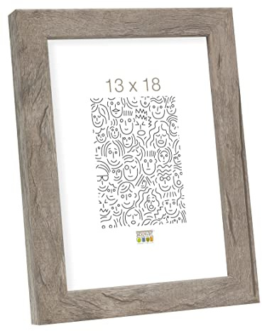 Deknudt Frames S45RH7-13.0X18.0 Bilderrahmen, Holz, Block-Zierleiste, 22,2 x 17,1 x 2,2 cm, Grau/Beige