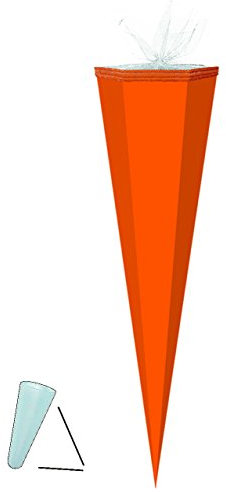 alles-meine.de GmbH Schultüte Rohling - ORANGE - 85 cm/Tüllabschluß - Zuckertüte - zum Basteln, Bemalen und Bekleben Bastelschultüte