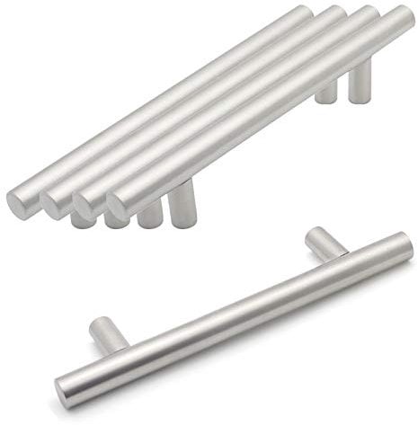Probrico Kitchen Door Handles Brushed Nickel Stainless Steel Bathroom Cabinet T Bar Handle Furniture Drawer Pulls Cupboard Knobs (96mm Hole Centers - 150mm Long) 5 Pack