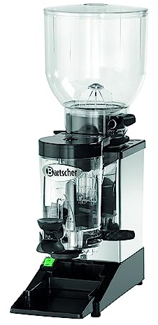 Bartscher Kaffeemühle Space II mit Scheibenmahlwerk Ø 60 mm, stufenloser Mahlgradeinstellung, 2 kg Bohnenbehälter, Edelstahl, für Siebträgermaschinen