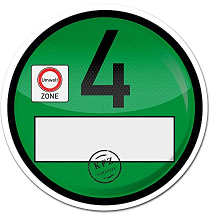 Finest Folia Haftfolie Euro 4 Plakette für Windschutzscheibe Umweltplakette Feinstaubplakette Spaßplakette Fun Folie für Fahrzeug Auto Kfz Zubehör R020 (Euro 4, 1 Stück)