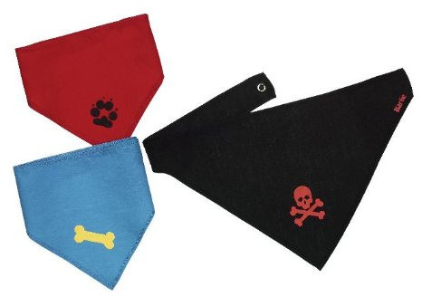 KARLIE Halstuch für Hunde mit Motiv in 3 Farben (schwarz, blau und rot) und 3 Größen (von 25 - 65cm)