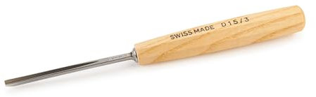Pfeil Swiss Made 3 mm Nr. 15 V-Trennwerkzeug mit quadratischem Zapfenholzgriff und spezieller Klinge aus Chrom-Vanadium-Stahl