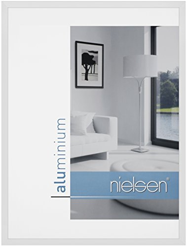 nielsen C2 Aluminium Picture Frame - Polished White A1, 59.4x84.1cm - with Float Glass and Easy Push-Turn Clips