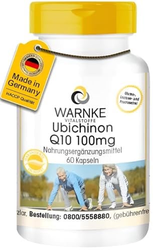 Ubiquinone Coenzym Q10 100mg, Vegan, 60 Capsules, Without Silicon Dioxide | Warnke Vitalstoffe - German Pharmacy Quality