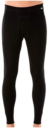 MERIWOOL Mens Base Layer 100% Merino Wool Thermal Pants Black