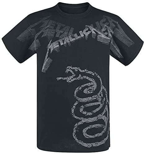 Metallica Black Album Faded Männer T-Shirt schwarz S 100% Baumwolle Band-Merch, Bands