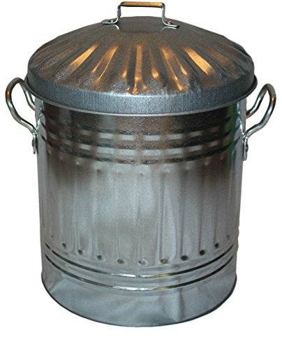 Small Medium Large Galvanised Metal Bin - Rubbish Waste Steel Dustbin / Animal Feed Storage (15 Litre)