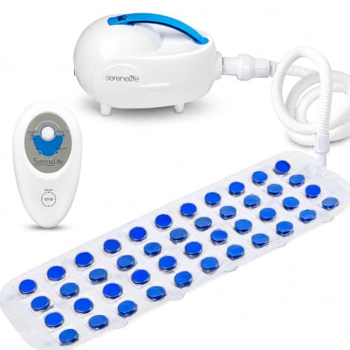 Portable Spa Bubble Bath Massager - Thermal Spa Waterproof Non-slip Mat with Suction Cup Bottom, Motorized Air Pump & Adjustable Bubble Settings - Remote Control Included - Serenelife PHSPAMT22
