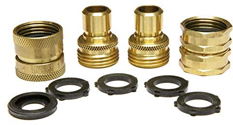 Nysist Brass Hose Quick Connect Set with Bonus Swivel Coupler & Extra Washers