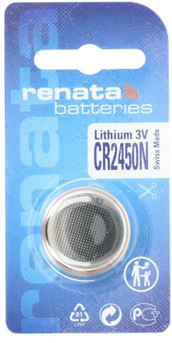 Renata CR2450N - Batteria al litio per orologio/chiave/gadget, 3 V, confezione blister – qualità svizzera