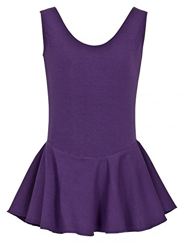 tanzmuster Ballettkleid Mädchen ärmellos - Nora - Baumwolle - Ballettbody Kinder Ballett Trikot lila, Größe 140/146