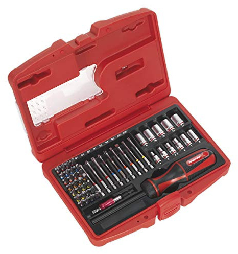 Sealey Ak64903 Ratschen-Schraubendreher- und Zubehör-Set mit feiner Zahnung, 51-teilig