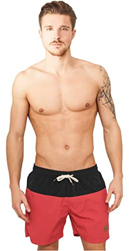 Urban Classics Block Swim Shorts, Pantaloncini da Bagno, Uomo, Blk/Red, M