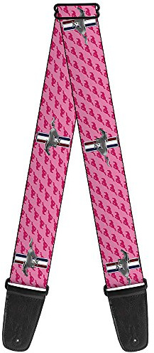 Buckle-Down GS-WFM010 Guitar Strap - Ford Mustang w/Bars w/Text PINK LOGO REPEAT