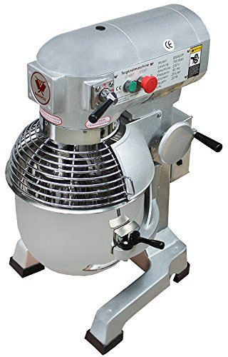 Beeketal 'BSM10P' Profi Teigknetmaschine mit Planetenrührwerk 10 Liter Kapazität (3 Stufen 105, 170, 340 U/min), Knetmaschine inkl. Knethaken, Schneebesen und Flachrührer - silber lackiert