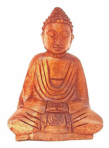 Windworks Holzfigur Meditationsbuddha 15cm Suarholz geölt 15 x 17 x 7 cm Bali