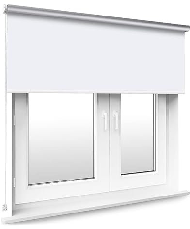 White Thermal Blackout Window Roller Blind Available in 16 Width Sizes, 100cm wide (plus 4.5cm fittings)