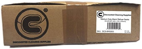 Black Rubbish Refuse Sacks - 45cm x 98cm + 28cm - EXTRA HEAVY DUTY(180 GAUGE) - (1 BOX = 200 BAGS) by UNIPACK LTD