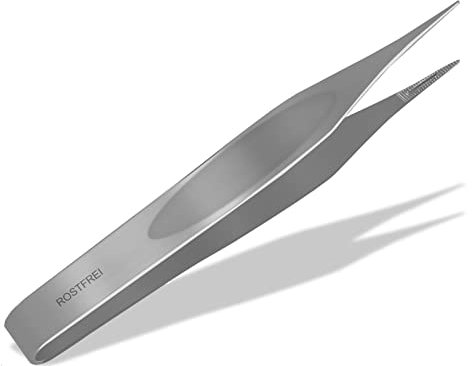 Profi Pinzette für Zecken Fremdkörper Splitterpinzette rostfreies Edelstahl 11 cm