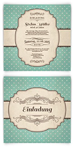 Kartenmachen.de Einladungskarten zum Geburtstag (10 Stück) 50er Jahre Retro Vintage Einladungen