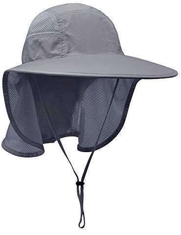 Lenikis Outdoor UV-Schutz Sonnenhut, Unisex Camping Anglerhut, Fischermütze, Strandhut Mit Halsklappe，Schwarz