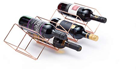 BarCraft Stackable Small Wine Rack, Metal, Copper Finish, 7 Bottle Capacity