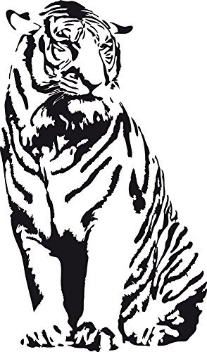 GRAZDesign Wandtattoo Afrika sitzender Tiger Wohnzimmer, Schlafzimmer | Wandaufkleber - 97x57cm / 070 schwarz