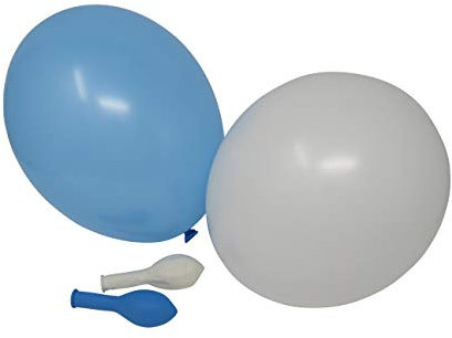 100 Luftballons je 50 hellblau & weiß Qualitätsballons 27 cm Ø (Standardgr. B85)