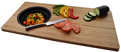 JOCCA - Tabla de bamboo/Tabla con Escurridor 2 en 1 / Ahorra Espacio/Tabla de bamboo/Escurridor de silicona Incorporado / 58 * 29cm/ Resistente
