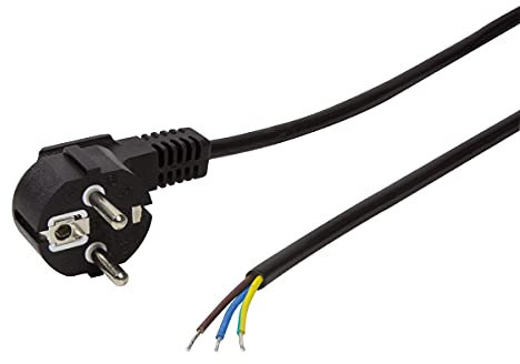 LogiLink CP135 Netzkabel Schutzkontakt Stecker 90 Grad Winkel zu offenem Kabelende schwarz