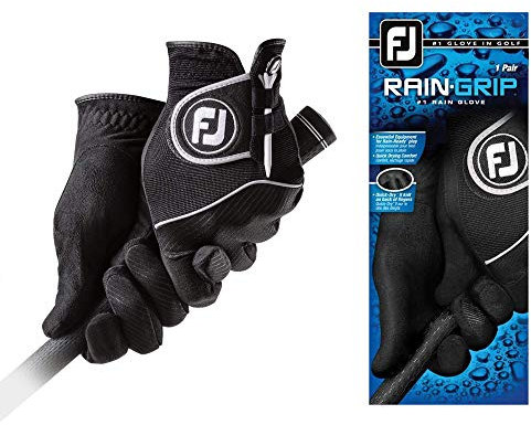 FootJoy Herren-Golfhandschuhe, RainGrip, Prior Generation, Schwarz, Größe L, 1 Paar