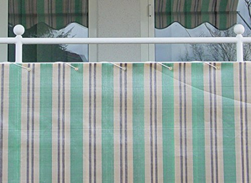 ANGERER Balkonbespannung Standard grün-beige, Höhe: 75 cm, Länge: 8 Meter | Balkonumspannung, Wind- und Sichtschutz für Balkongeländer, Kunststoffgewebe, inkl. Befestigungskordel, Made in Germany